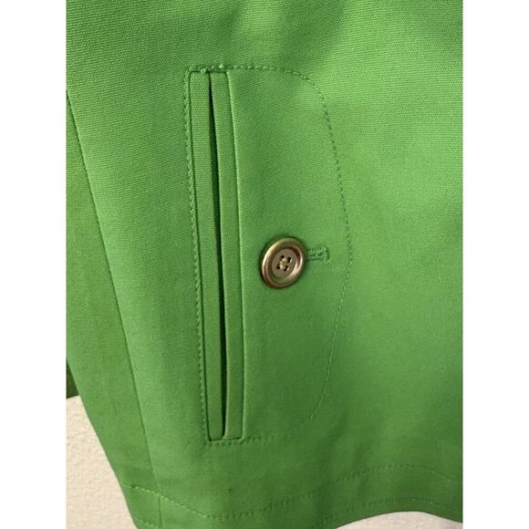 Talbots Blazer Womens 16P Green Collarless Open Front Petite Career Lined Office - Picture 2 of 8